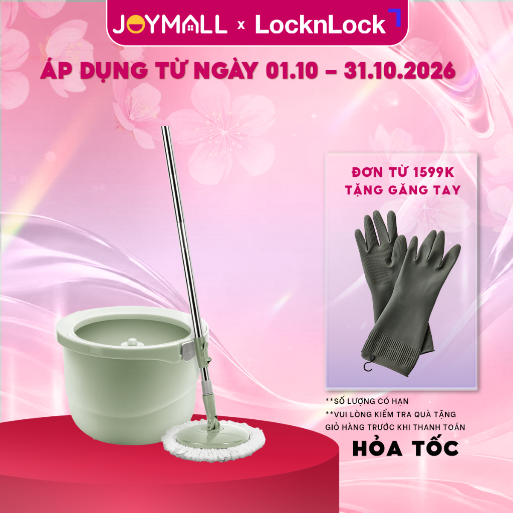 Bộ Cây Lau Nhà LocknLock Tự Vắt, 360 Độ Kèm bông lau ETM498MITS2, Hàng Chính Hãng - JoyMall