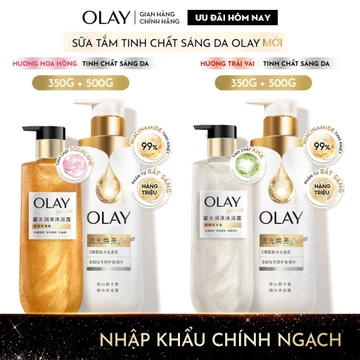 [MỚI] Combo 2 Sữa Tắm Sáng Da OLAY B3 Hương Hoa Dành Dành và Olay Luminous Hương Hoa Hồng/ Trái Vải Chai 500G+350g