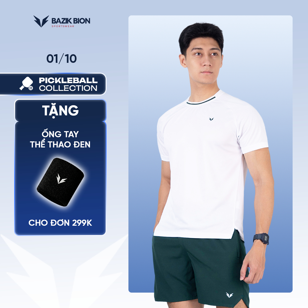 Bộ Quần Áo Thể Thao Pickleball BAZIK Áo Spin 01 Phối Viền Cổ + Quần Short Co Giãn, Thấm Hút, Thoáng Khí - SB14
