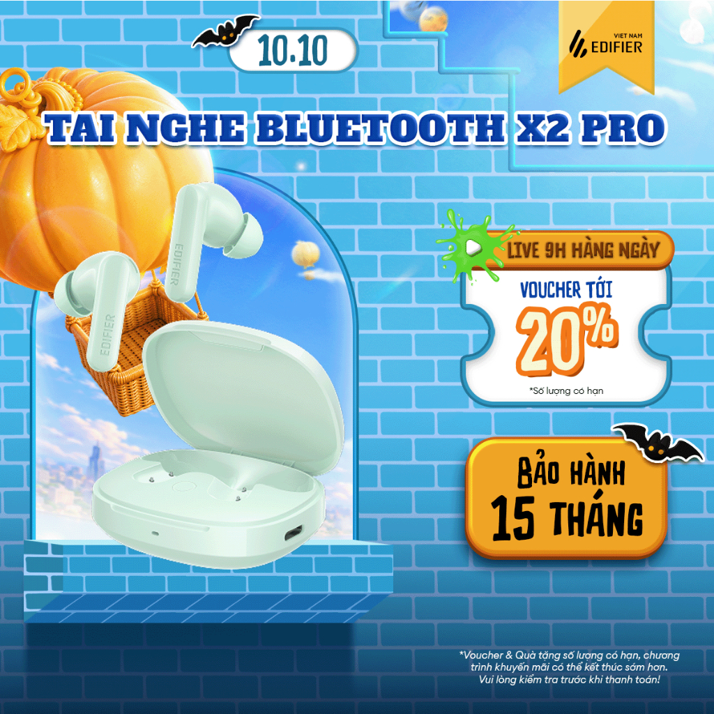 Tai nghe Bluetooth EDIFIER X2 PRO | Chống Ồn Chủ Động | Thời Gian Sử Dụng đến 49H | Bảo Hành 15 Tháng