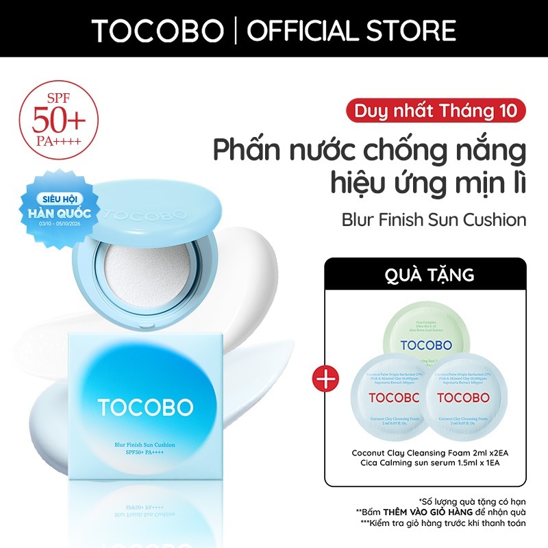 Phấn nước chống nắng hiệu ứng mịn lì Tocobo Blur Finish Sun Cushion SPF50+ PA++++13g