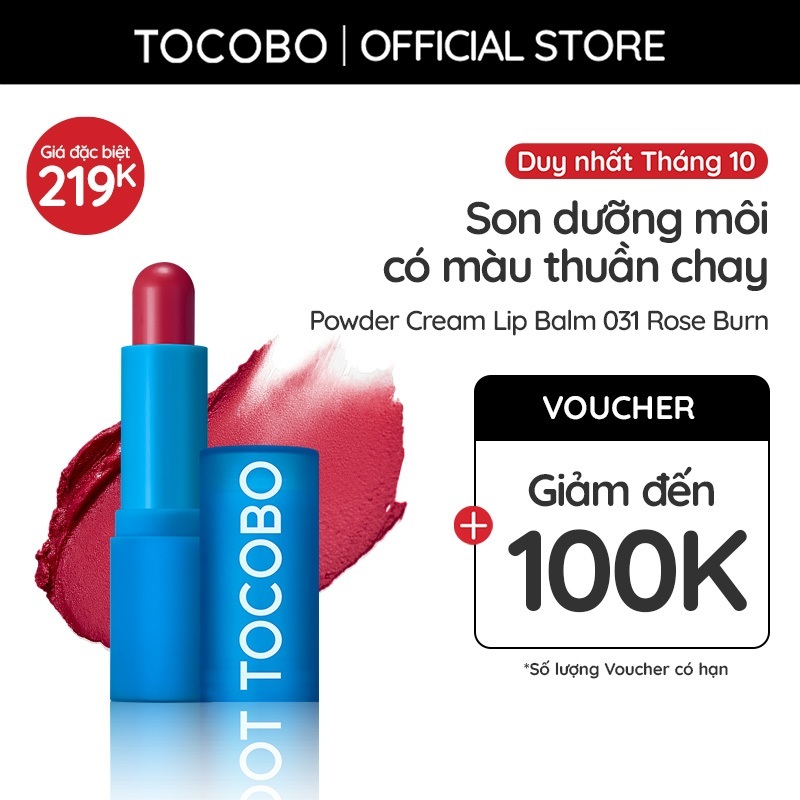 [DATE 6.2027] Son dưỡng TOCOBO Powder Cream Lip Balm 031 Rose Burn
