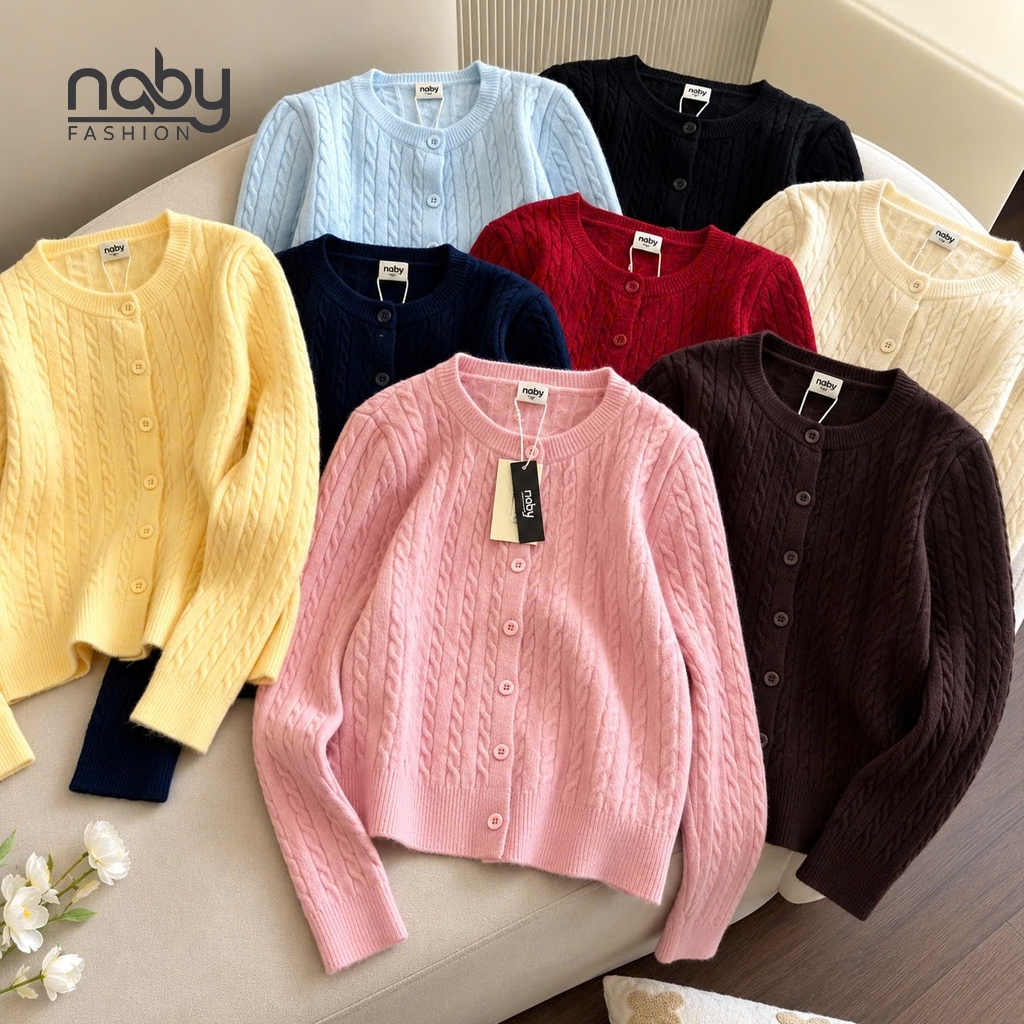 Áo Len Cardigan Tay Dài Cúc Thời Thượng, Chất Len Mềm Mịn, Có Kèm Hình Thật.
