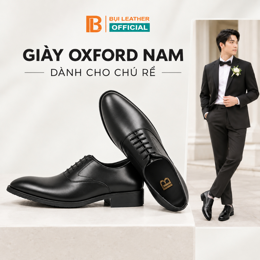 Giày Chú Rể Nam, Giày Tây Nam Dành Cho Đám Cưới, Da Bò Nappa Cao Cấp, Bảo Hành 12 Tháng, G103