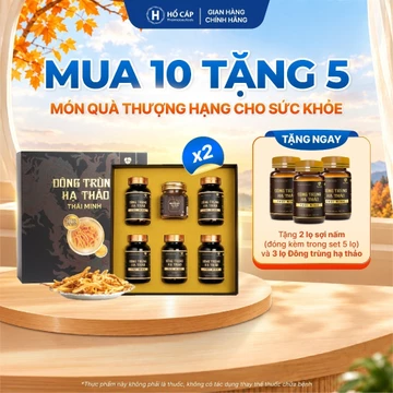 [MUA 10 TẶNG 5] Combo 2 SET 5 lọ Đông trùng hạ thảo Thái Minh, TẶNG 3 lọ Đông trùng hạ thảo và 2 lọ sợi nấm thượng hạng
