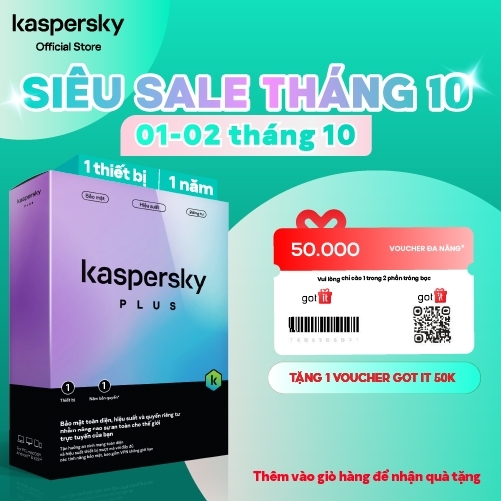 Phần mềm diệt virus Kaspersky Plus 1 Thiết bị/năm - Hàng chính hãng