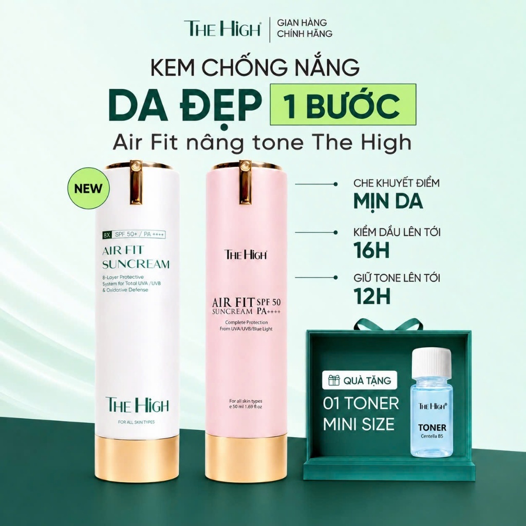 [BÁN CHẠY] Kem Chống Nắng Trang Điểm The High Airfit 50ml - Nâng Tông Đều Màu Da, Cấp Ẩm Không Để Lại Vệt Trắng