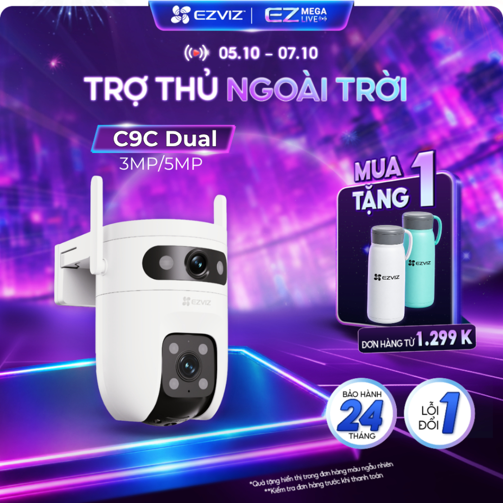 [MỚI] Camera Wifi EZVIZ Ngoài Trời C9C 3MP/5MP Ống Kính Kép, IP65 Chống nước, Cảnh Báo Chống Trộm, AI Thông Minh
