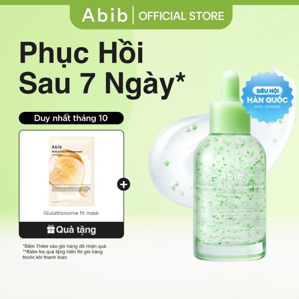 Tinh chất viên nang diếp cá làm dịu da Abib Heartleaf TECA capsule serum Calming drop 50ml