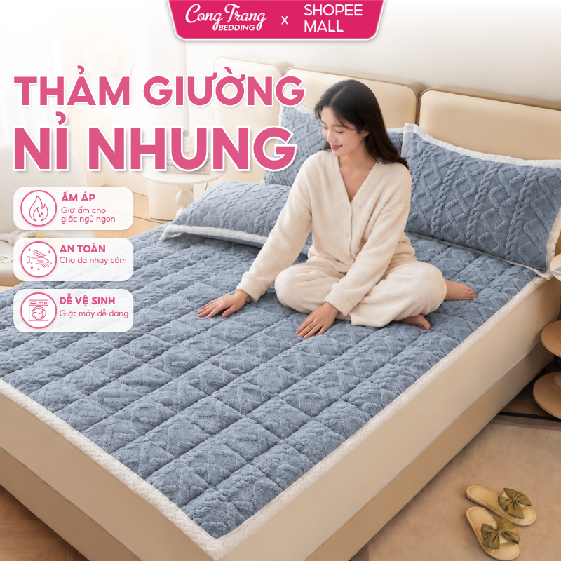 Thảm Trải Giường Cừu Sữa CongTrang Bedding Thảm Trải Giường Lông Cừu 7 Màu Nỉ Nhung Giữ Ấm Mùa Đông HOMIES 2026 | BigBuy360 - bigbuy360.vn