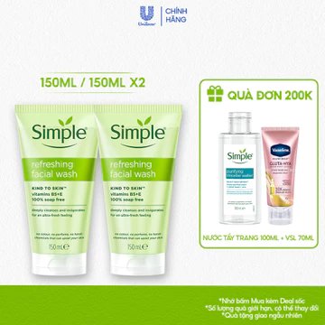 [Live] Tuýp lẻ/ Combo 2 sữa rửa mặt Simple lành tính và hiệu quả cho mọi loại da 150ml, 150mlx2
