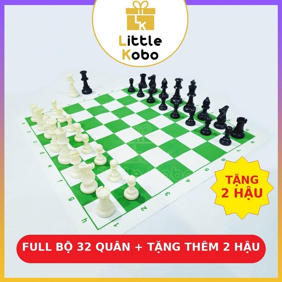 [Tặng 2 Hậu] Cờ Vua Bàn Da 50cm PU Chống Nhăn Quân Cờ Nhựa ABS Dán Đế Nỉ Đồ Chơi Trí Tuệ Trẻ Em Sato