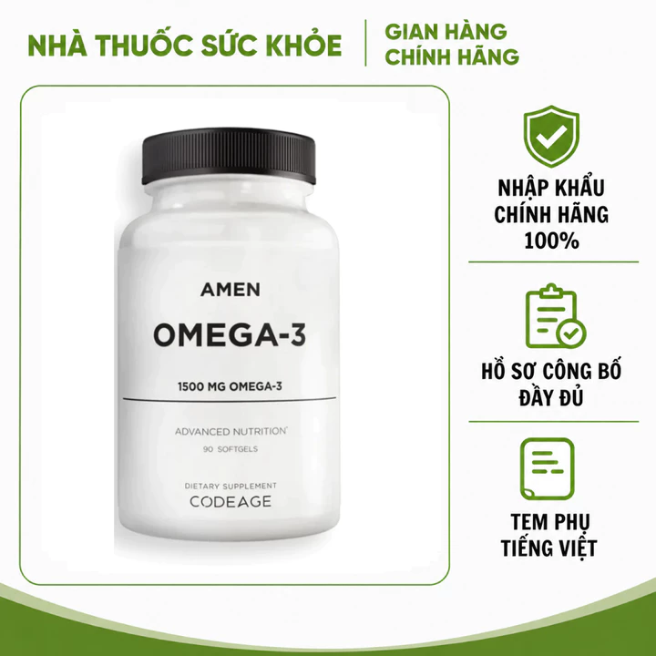 Nhập Khẩu Chính Hãng - Viên Uống Dầu Cá Codeage Amen Omega-3 1500mg - Bổ Sung Omega-3 hộp 90 viên