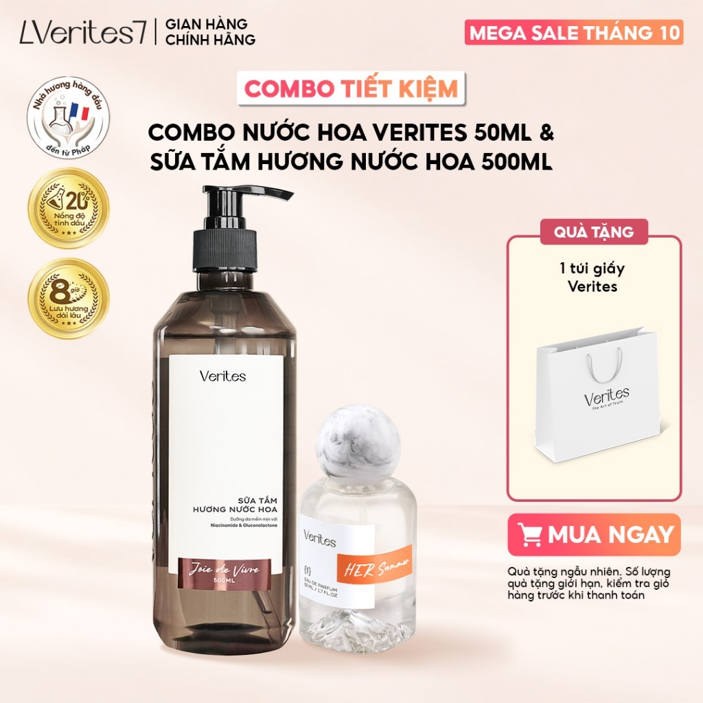 [Best Seller] Combo Sữa Tắm Hương Nước Hoa & Nước Hoa VERITES EDP 20% Ngọt Ngào, Nữ Tính và Quyến Rũ