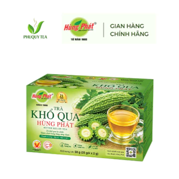 Trà Khổ Qua Túi Lọc Hùng Phát - TKQTL - Hộp 50G 25 Gói Từ Khổ Qua & Linh Chi - Đạt chuẩn ISO HACCP