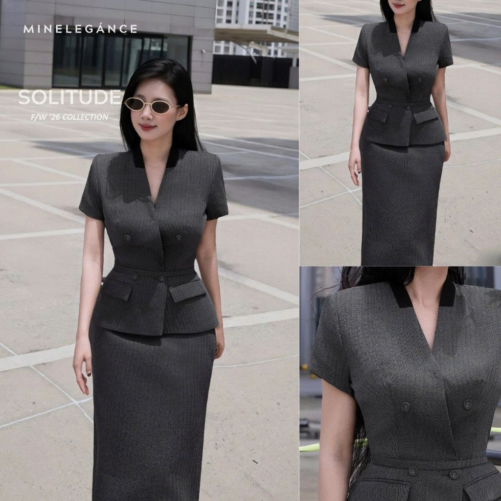 MINELEGÁNCE | SET VEST & CHÂN VÁY BÚT CHÌ THANH LỊCH, SANG TRỌNG - MIN110