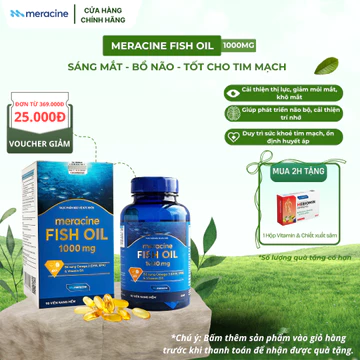 [LIVE KOL] Viên Uống Dầu Cá Meracine Fish Oil Bổ Sung Omega 3, Hỗ Trợ Sáng Mắt, Bổ Não, Bảo Vệ Tim Mạch Hộp 90 Viên