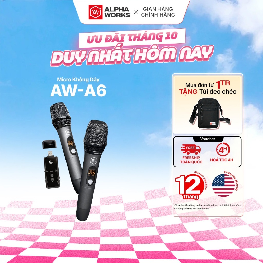 Micro không dây Alpha Works A6 - Hàng Chính Hãng