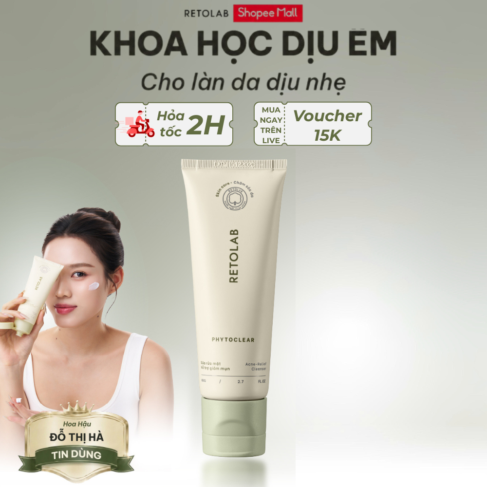 Sữa rửa mặt Retolab Phytoclear 80g hỗ trợ giảm mụn, làm sạch dịu nhẹ và dưỡng ẩm da