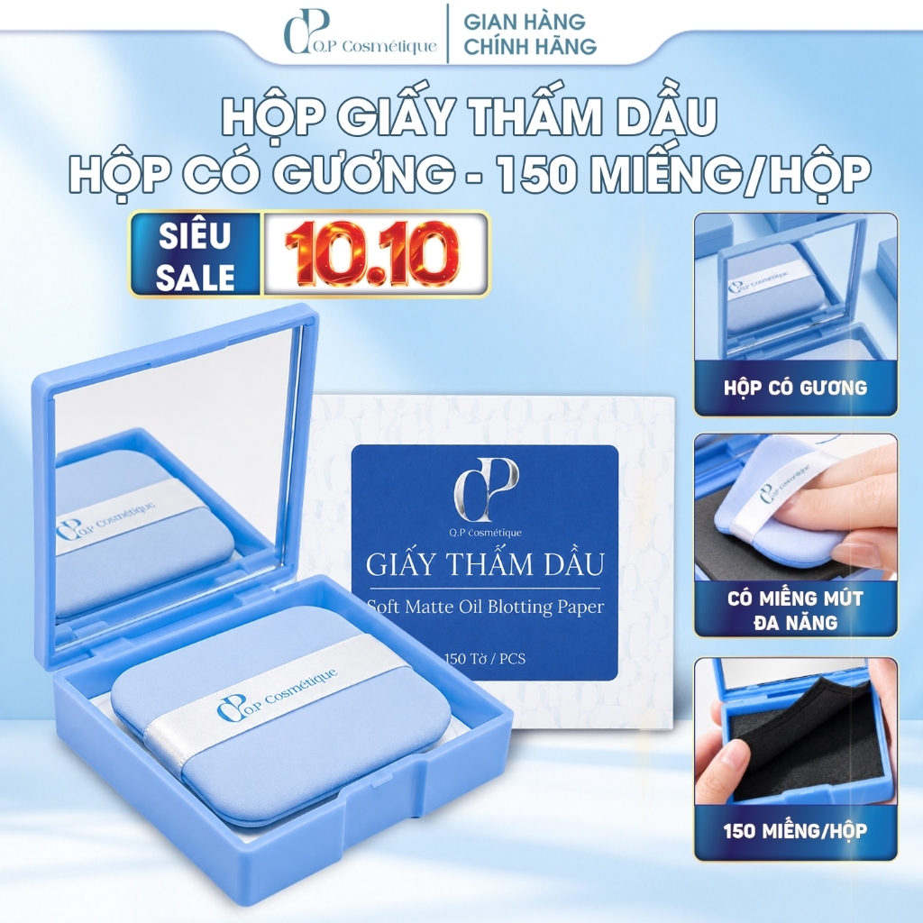 Giấy Thấm Dầu Q.P Cosmétique 150 Tờ Thấm Hút Dầu Thừa Hiệu Quả, Tiện Lợi Mang Theo
