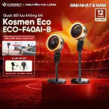 Quạt đối lưu không khí điều khiển bằng giọng nói Kosmen Eco ECO-F40AI-B, quạt thông minh, quạt điện (quạt đứng)