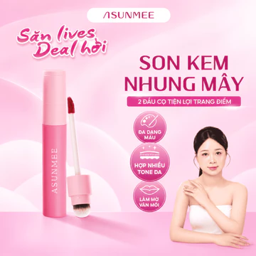 Son Kem Lì ASUNMEE Chính Hãng 2 Đầu Cọ – Chất Son Mỏng Nhẹ, Lì Mịn, Lâu Trôi, Bền Màu Cả Ngày