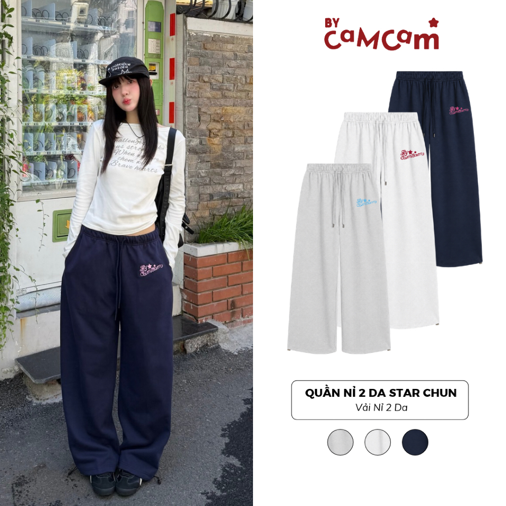 Quần Nỉ 2 Da 𝑩𝒚𝒄𝒂𝒎𝒄𝒂𝒎 Star Cạp Chun Có Dây Rút Trendy Năng Động Cá Tính QTD740
