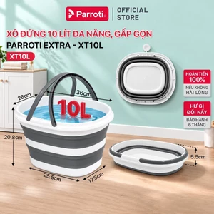 Xô Đứng 10 Lít Đa Năng Gấp Gọn Parroti, Xô Gấp Vệ Sinh Nhà Cửa, Rửa Ô Tô, Giặt Khăn, Lau Kính Có Quai Xách - XT10L