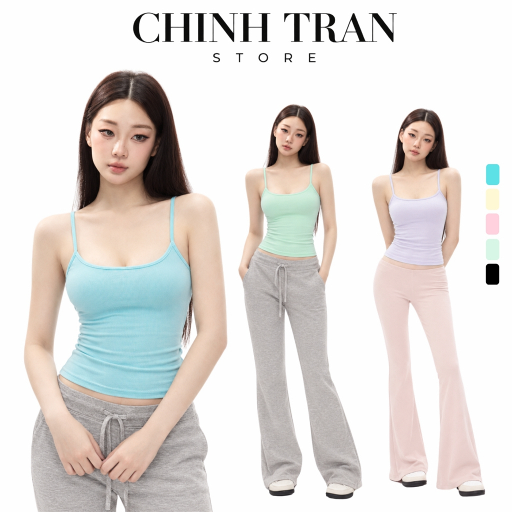 [TẶNG CỘT TÓC] Áo Hai Dây Nữ Basic Ôm Body Chất Thun Cotton Co Giãn Mềm Mỏng Nhiều Màu - Chinh Trần Store