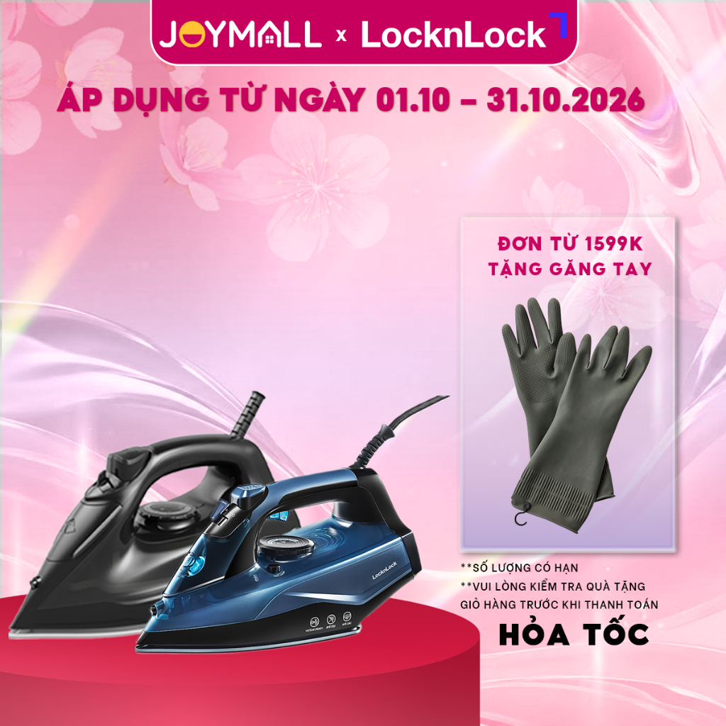 Bàn ủi hơi nước LocknLock ENI362BLU ENI334BLK Hàng chính hãng, tự làm sạch, chống nhỏ giọt- JoyMall
