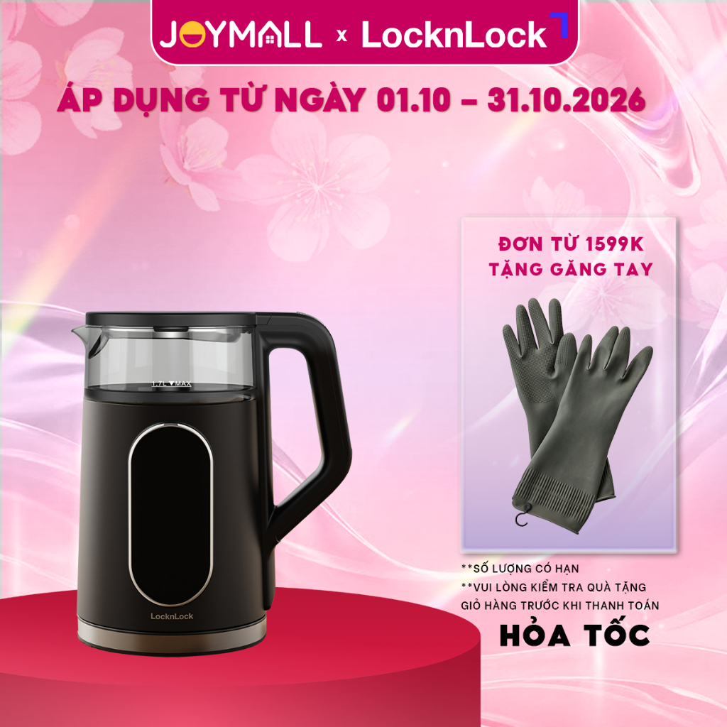 Ấm Đun Siêu Tốc LocknLock EJK286BLK 1.7L, Hàng Chính Hãng, 5 Chế Độ Nhiệt, Giữ Ấm 2 Giờ - JoyMall