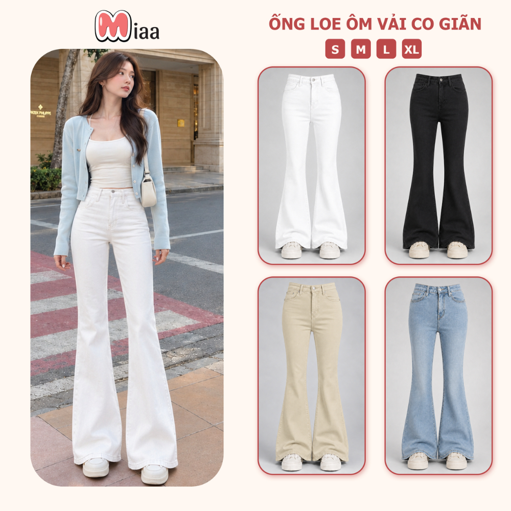 Quần Jean Ống Loe Nữ MIAA Cạp Cao Siêu Tôn Dáng ,Quần Loe Cạp Cao Quần Vẩy Hack Dáng Quần_Mã Q21 | BigBuy360 - bigbuy360.vn