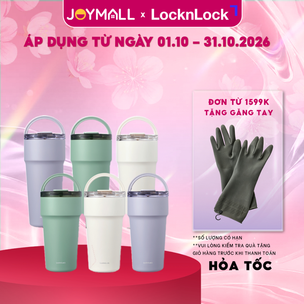 Ly Giữ Nhiệt LocknLock LHC4416 710ml, LHC4419 900ml Thép Phủ Sứ, Hàng Chính Hãng, Có Ống Hút-JoyMall