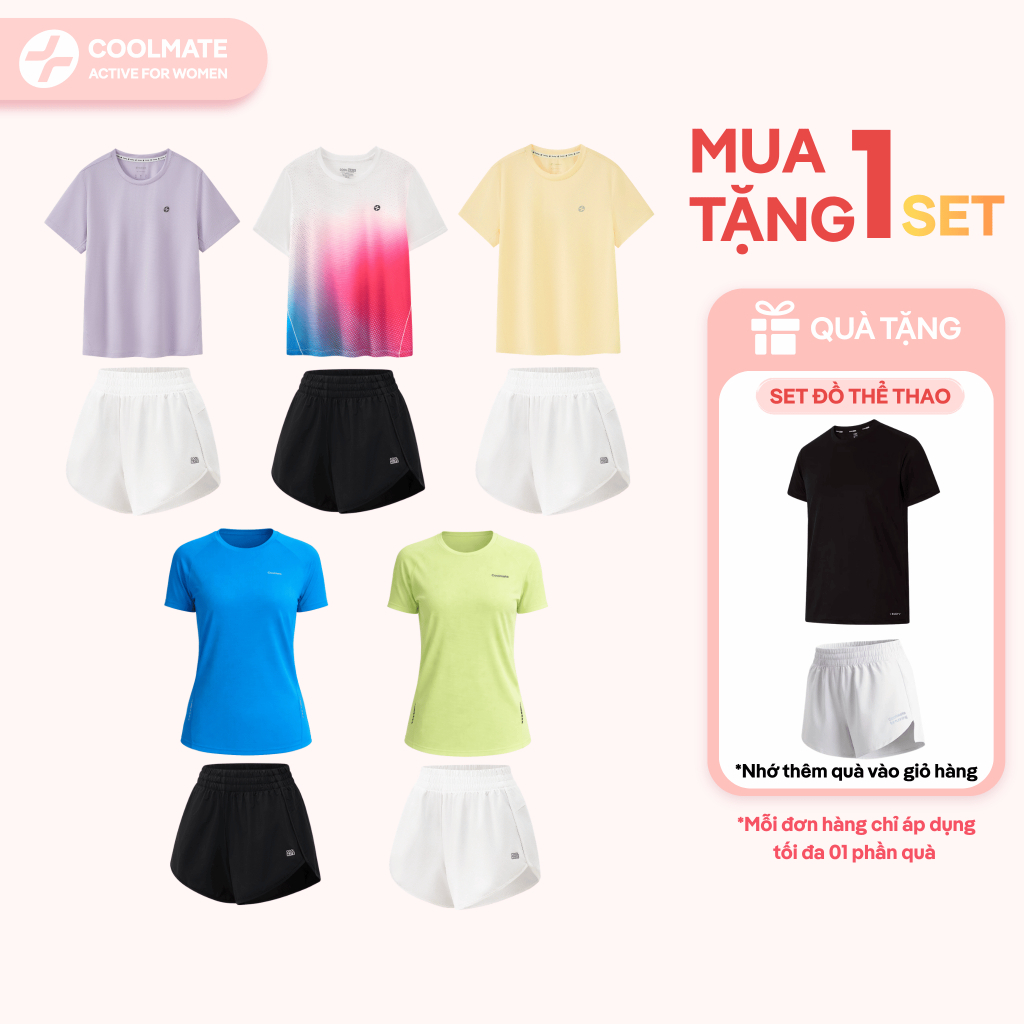 [MUA 1 TẶNG 1] Set đồ thể thao nữ áo thun Core tee/ Gradient/ Essentials&quần short Woven thoải mái vận động Coolmate