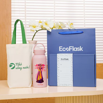 Set quà tặng bình giữ nhiệt EcoFlask thiết kế Áo dài Tứ Thân cao cấp chính hãng - Bảo hành 3 năm