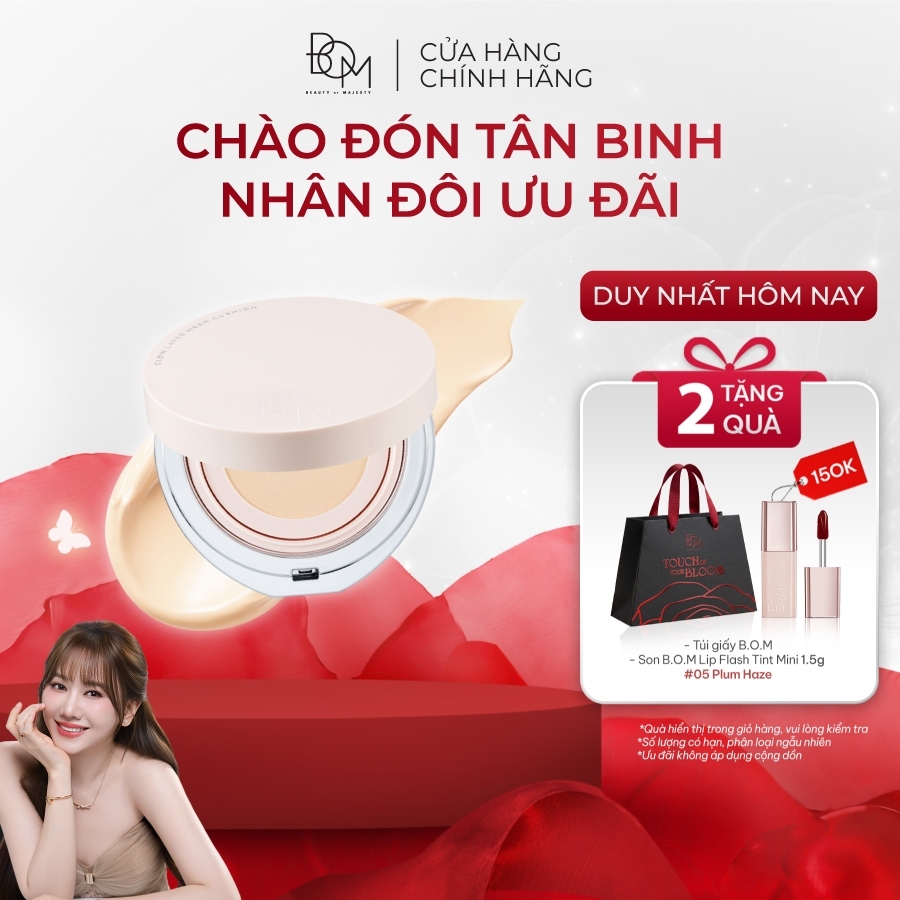 [NEW] Phấn nước chống nắng và che khuyết điểm B.O.M Glow Layer Mesh Cushion SPF50+ PA++++ - 15g