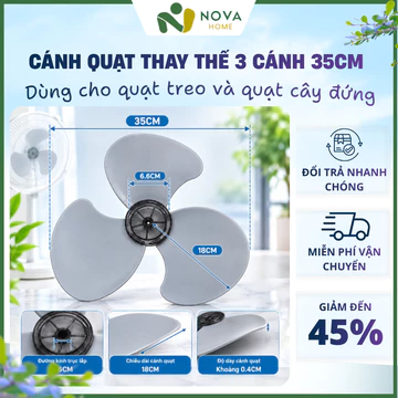 Cánh Quạt Thay Thế Đường Kính 35cm 3 Cánh ABS, Cánh Quạt Điện Quạt Đứng, Quạt Treo Tường Màu Trắng/Xám