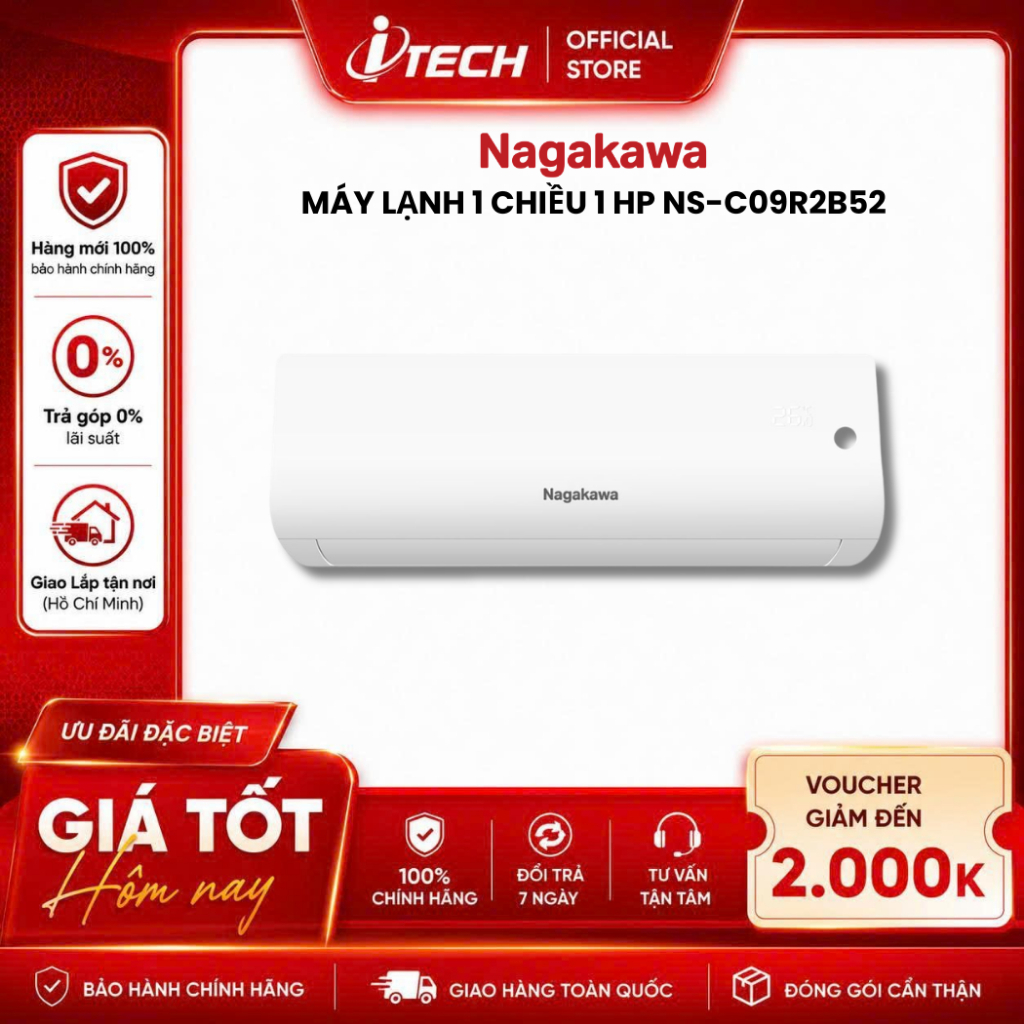 NS-C09R2B52 - Máy lạnh Nagakawa 1HP 1 chiều NS-C09R2B52 - Hàng chính hãng