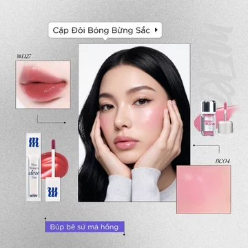 [MERZY x LUCIE] Má hồng Merzy Baby Cheek Liquid Blush + Son Tint Bóng Merzy The Watery Dew Tint 4g
