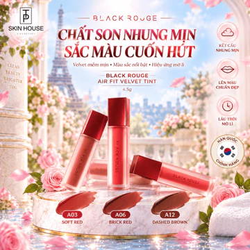 Son Kem Lì Black Rouge Air Fit Velvet Tint A03 A06 A12 Mịn Nhẹ Lâu Trôi Nhiều Màu Son Hàn Quốc