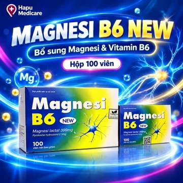 Magnesi B6 NEW H-100V Hộp 100 viên – Bổ sung Magie & Vitamin B6, hỗ trợ giảm mệt mỏi, căng thẳng, chuột rút