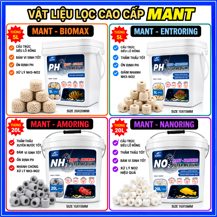 Vật Liệu Lọc Cao Cấp MANT Thùng 5L-20L, Cấu Trúc Siêu Lỗ Rỗng Nuôi Cấy Vi Sinh, Xử Lý Nước Hiệu Quả