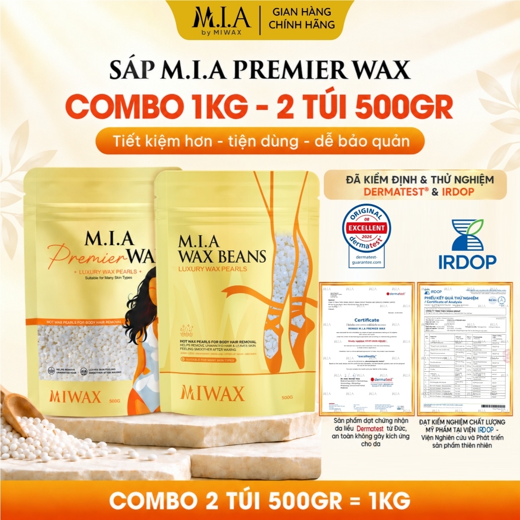 Tặng Que Gỗ - 1Kg Sáp Wax Lông Nóng MIA WAXING by MIWAX, Wax Lông Nách, Wax Tay Chân, Wax Bikini, Wax Toàn Thân