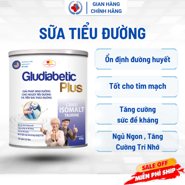 Sữa bột cho người tiểu đường GLUDIABETIC PLUS FOTECPHAM, bổ sung dinh dưỡng cho người tiểu đường