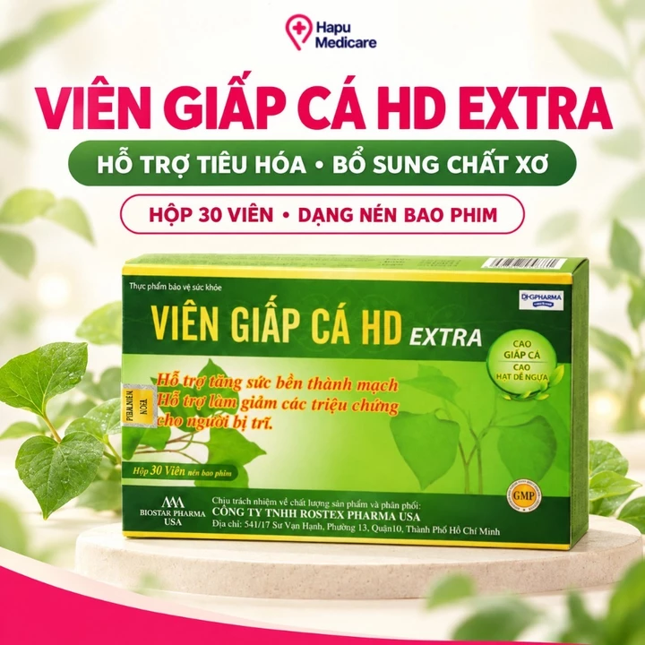 Viên Giáp Cá HD Extra – Bổ Sung Diếp Cá, Inulin/FOS & Rutin, Hỗ Trợ Tiêu Hóa (Hộp 30 Viên)