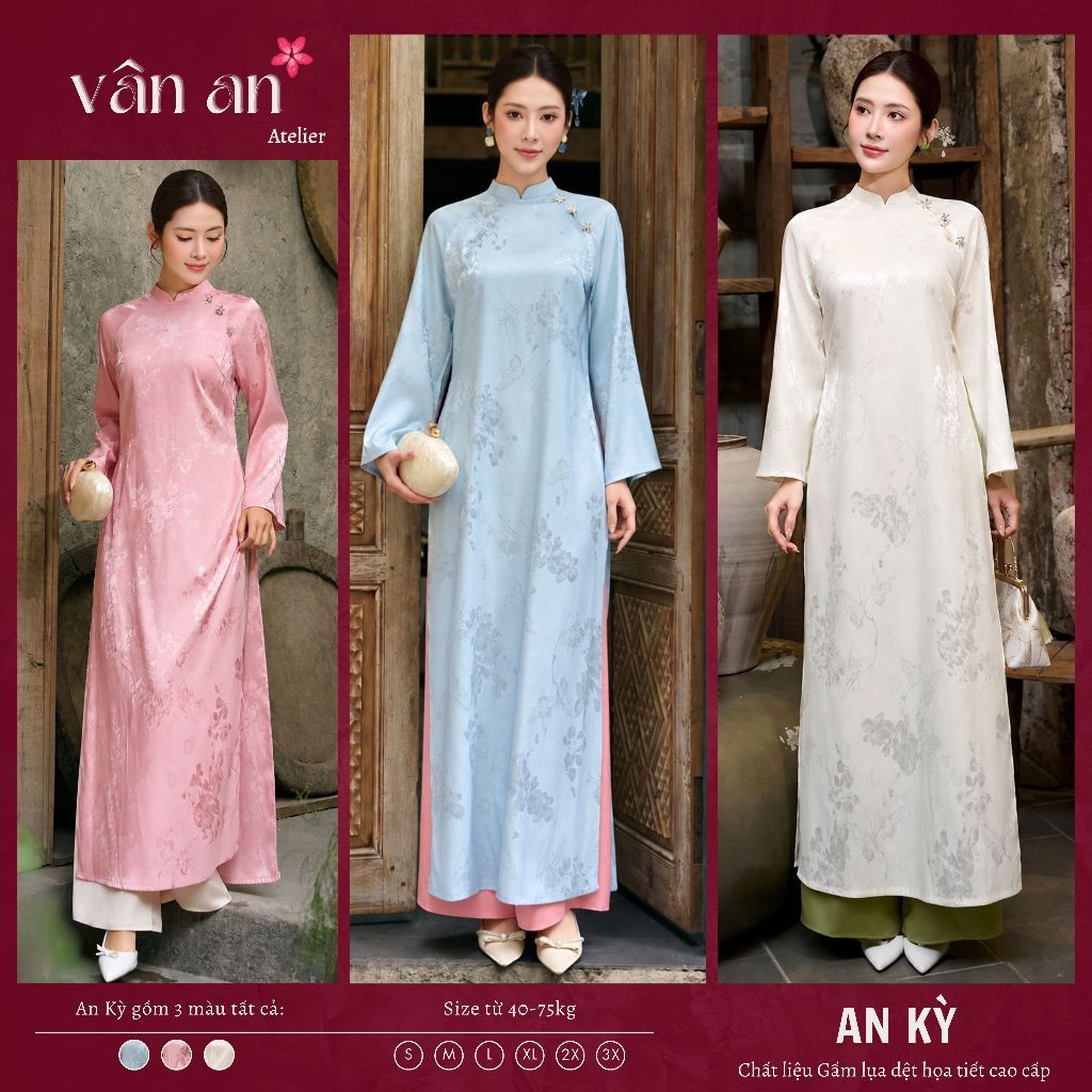 [TẾT 2027] Áo Dài AN KỲ - Cách Tân 2 Tà Dáng Suông Dài - Chất Liệu Lụa Gấm - Mặc Dạm Ngõ, Ăn Hỏi, Lễ Tết - Áo Dài Vân An