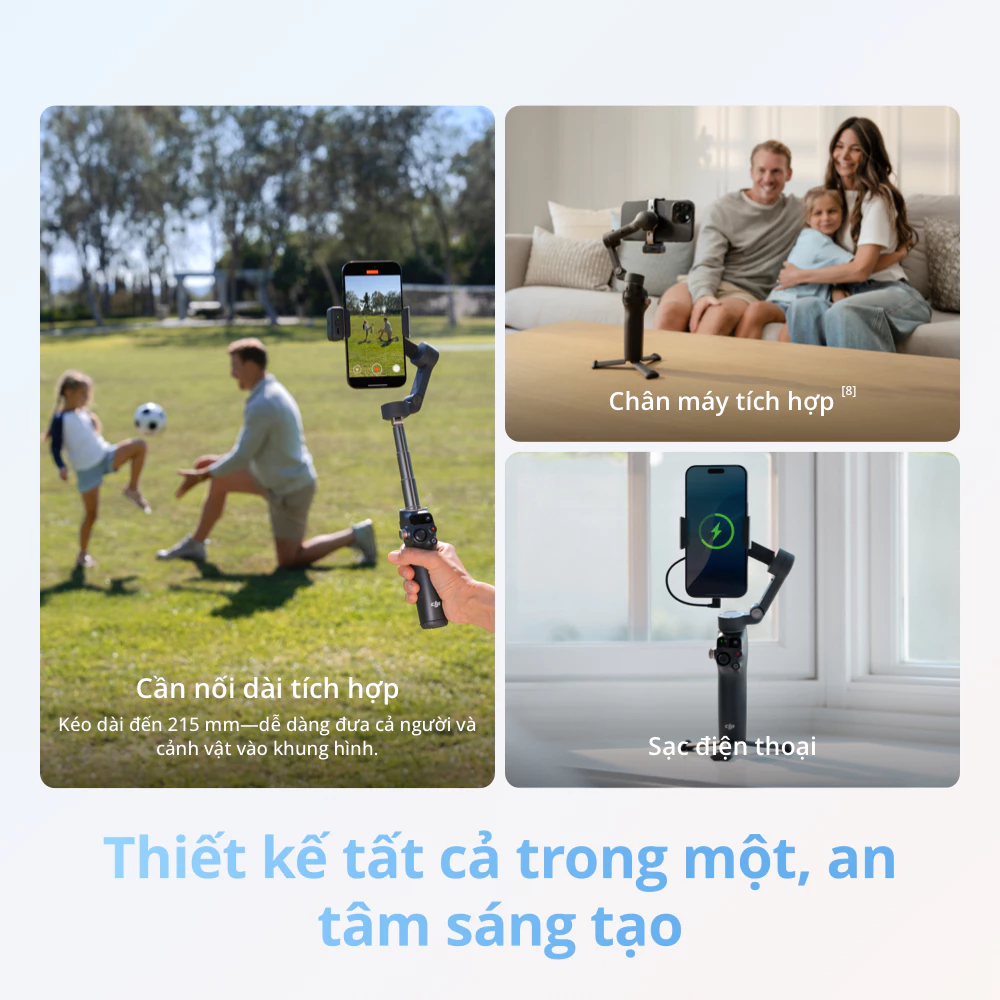 Gimbal chống rung điện thoại DJI Osmo Mobile 8 theo dõi chủ thể bằng camera gốc (DJI OM 8)