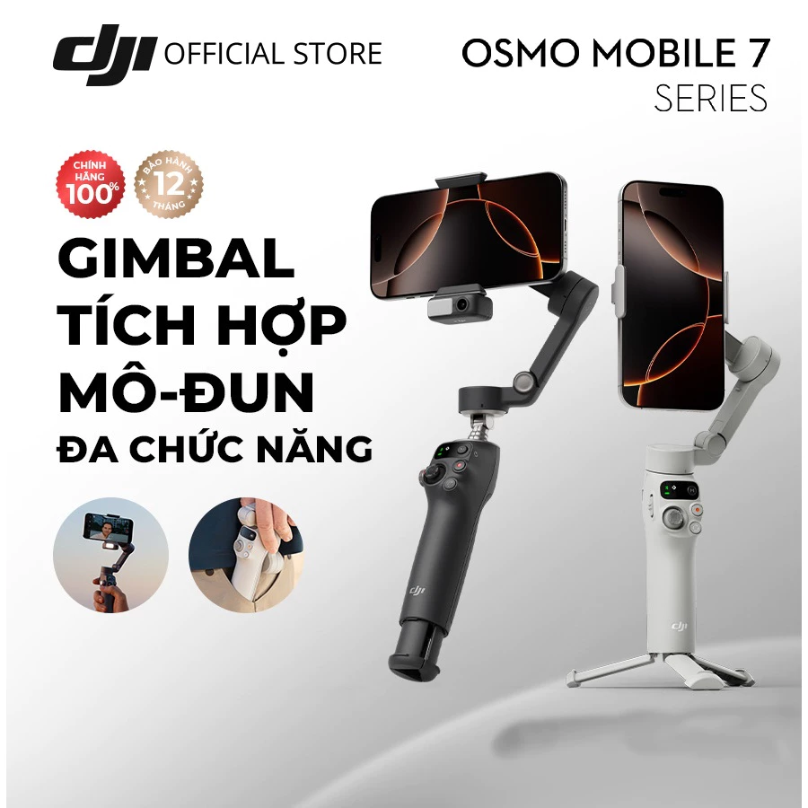 Gimbal chống rung điện thoại DJI Osmo Mobile 7 theo dõi chủ thể, 7P có mô đun tích hợp đèn chiếu sáng (DJI OM 7 Series)