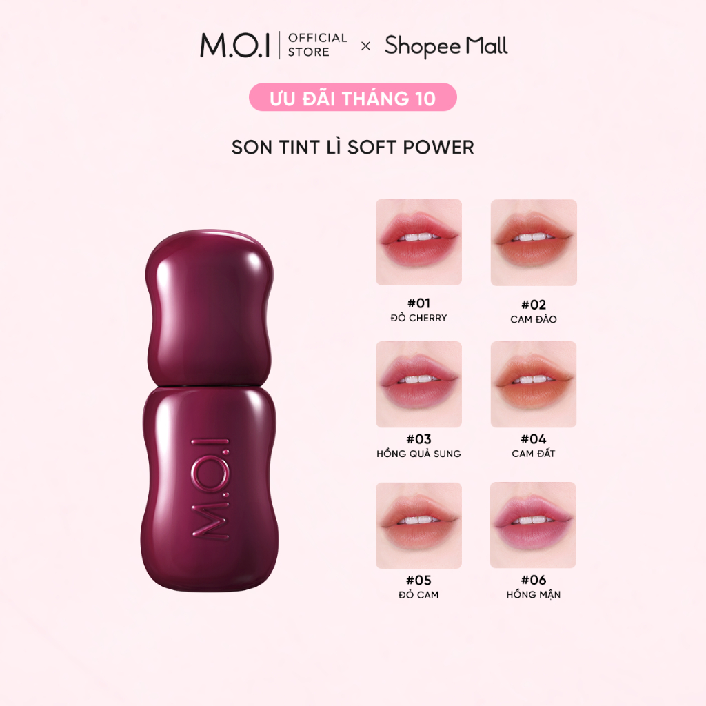 [MUA 2 TẶNG QUÀ] Son Tint Lì M.O.I Soft Power Matte Lip Tint 4ML - Chất Son Mịn Lì, Mỏng Nhẹ, Lên Màu Chuẩn