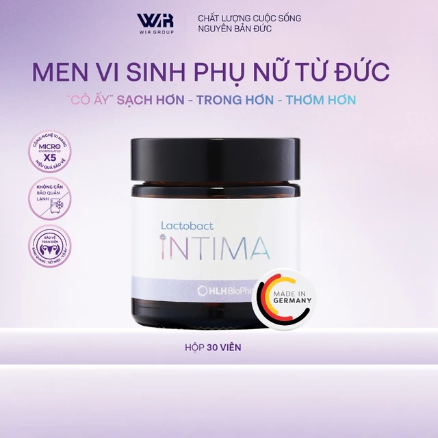 Men vi sinh phụ khoa Lactobact Intima bổ sung lợi khuẩn, Cranberry, D-Mannose từ Đức hộp 30 viên | Wir Group
